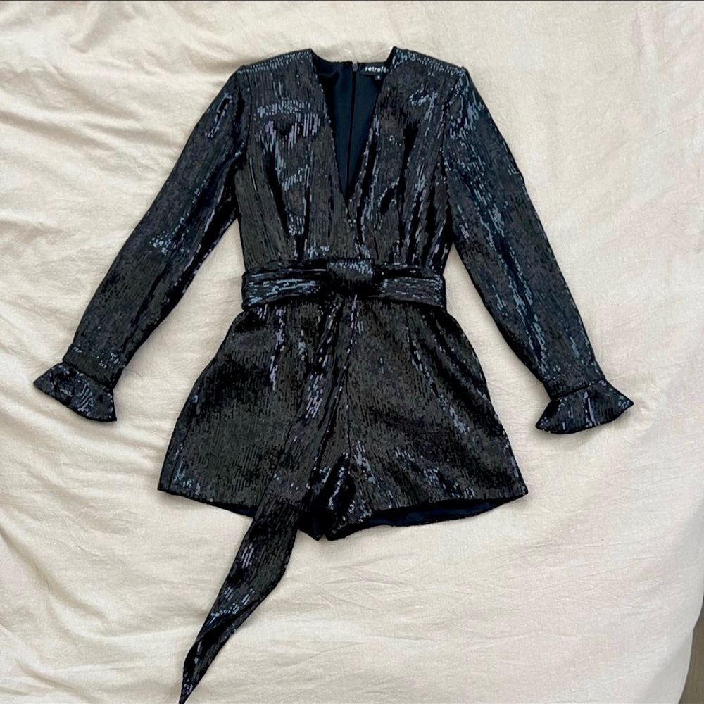 Black Sequin Retrofete Romper